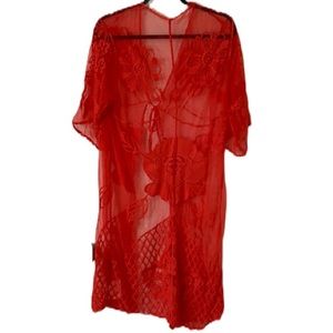 NWT JLUXLABEL Coral Ariel Mesh Swim Wear Cover Up